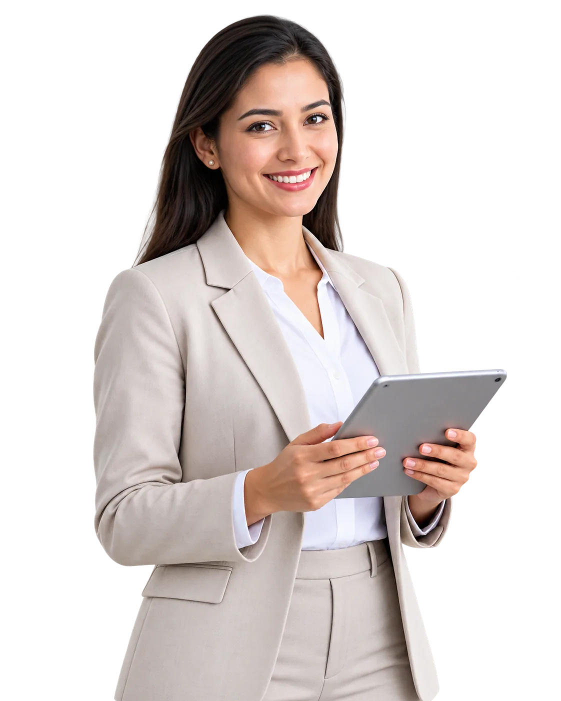 Profesional usando el sistema de facturación electrónica FácilFact en una tablet